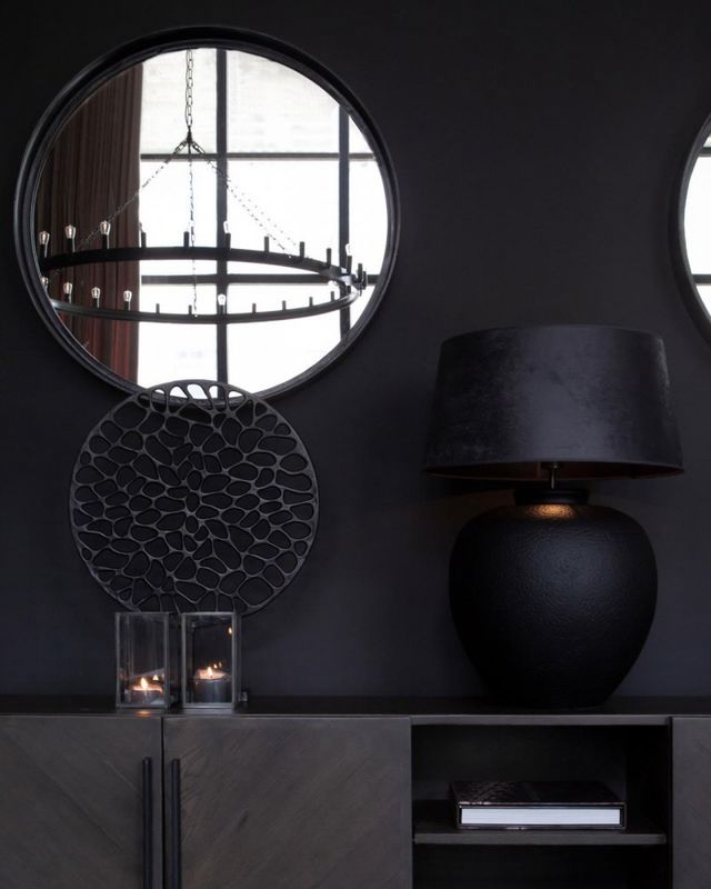 Dino Svart Ø:80cm Speil - Artwood