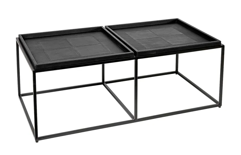 Todelt skinn sofabord med svart ramme | Home Factory
