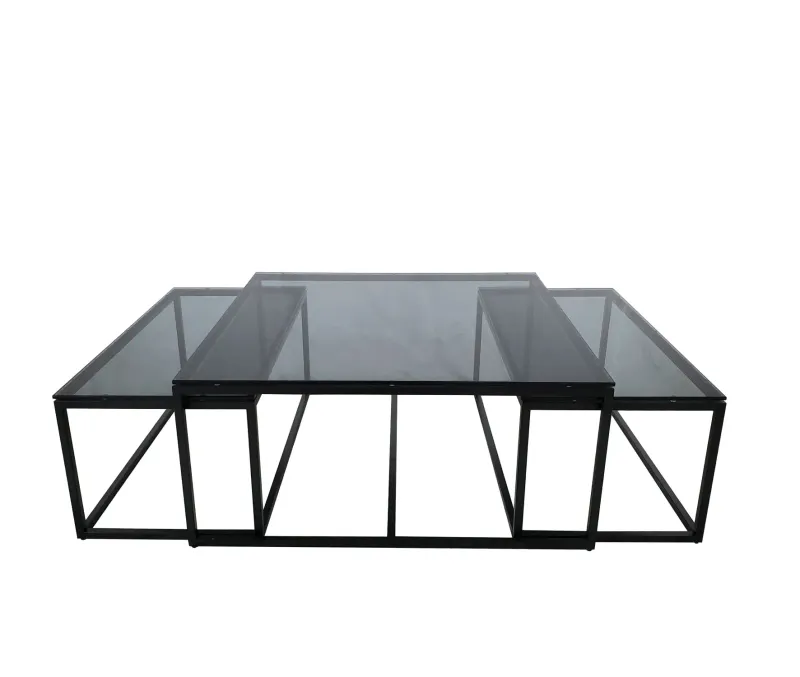 Oceanside glass sofabord kvadratisk 3-set | Home Factory