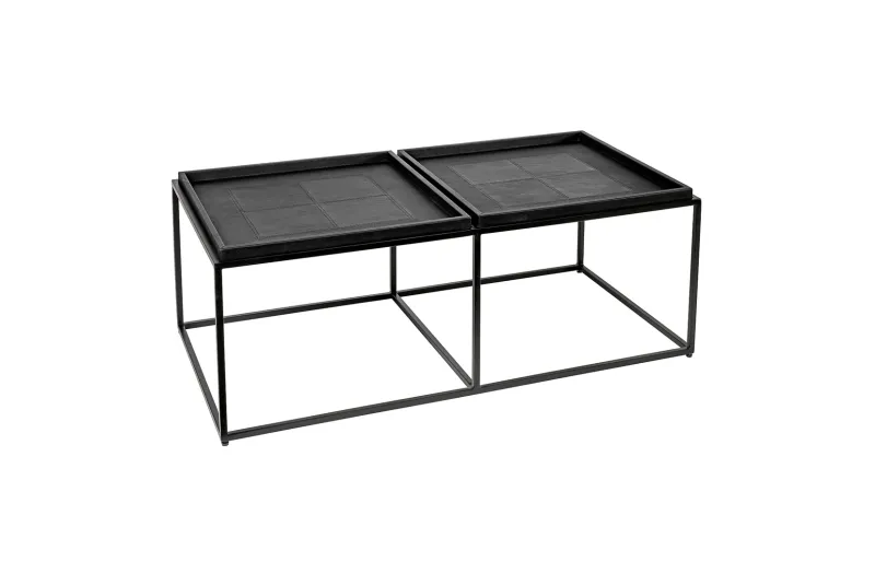 Todelt skinn sofabord med svart ramme | Home Factory