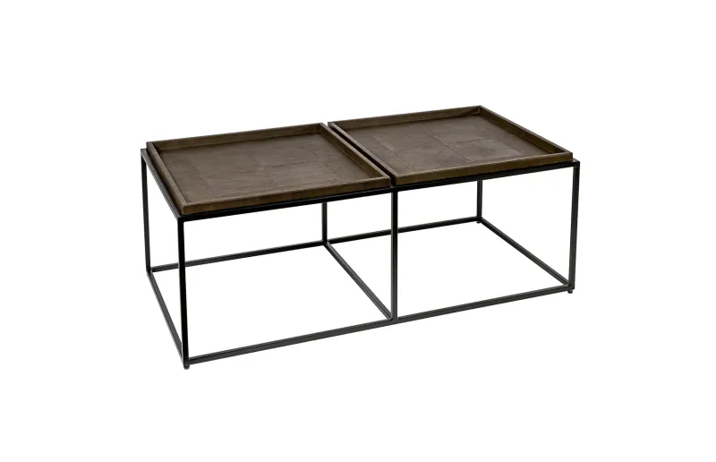 Todelt skinn sofabord med svart ramme | Home Factory