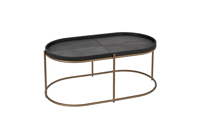 Ovalt skinn sofabord med messingramme | Home Factory