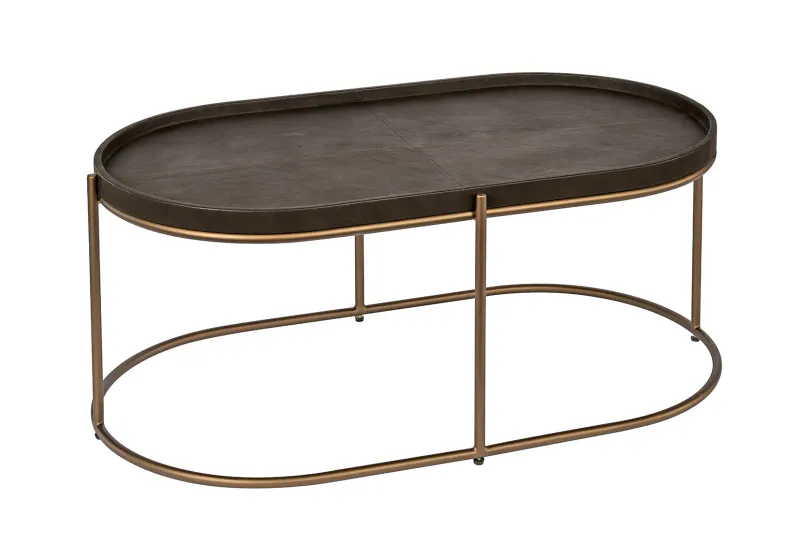 Ovalt skinn sofabord med messingramme | Home Factory